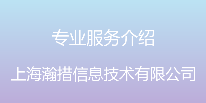 专业服务介绍 - 上海瀚措信息技术有限公司