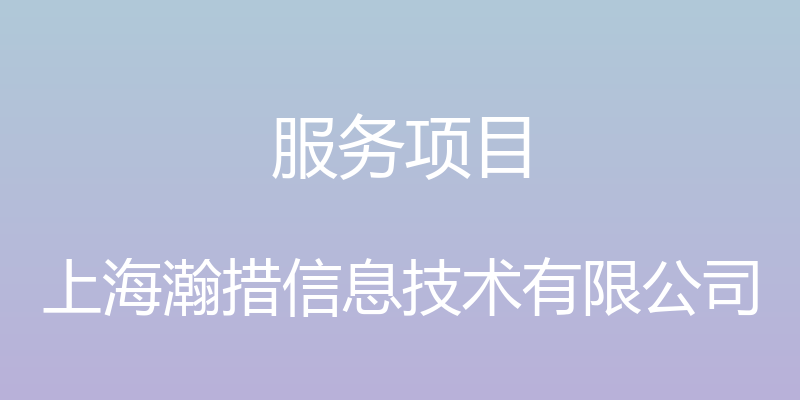 服务项目 - 上海瀚措信息技术有限公司