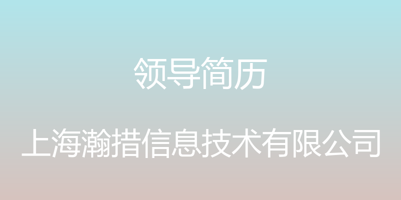 领导简历 - 上海瀚措信息技术有限公司