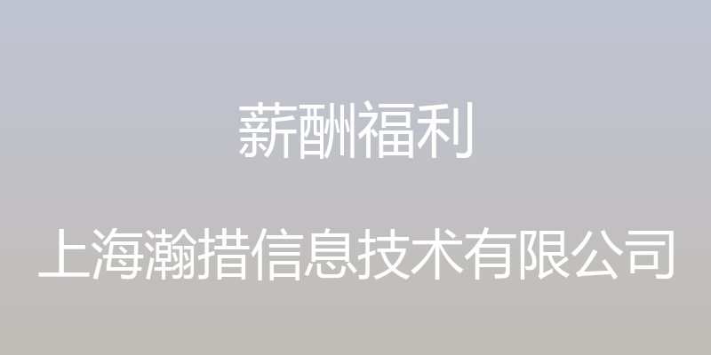 薪酬福利 - 上海瀚措信息技术有限公司